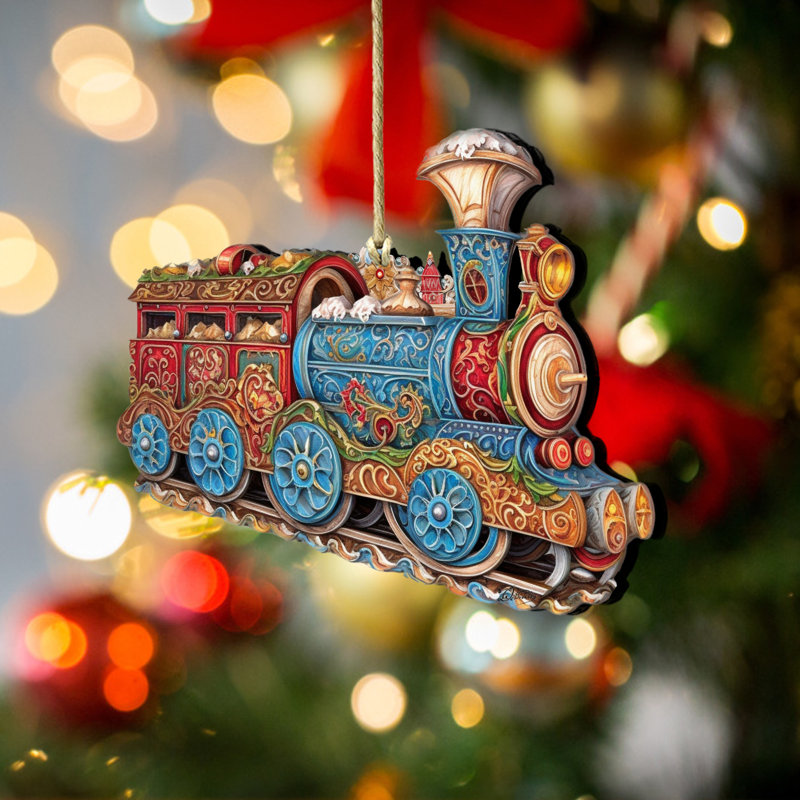 Ornement en bois de train de Noël par Debrekht