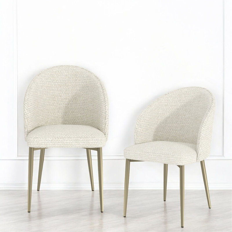 Chaise d'appoint en tissu (ensemble de 2), Blanc