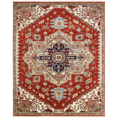 Vallelunga Wool Oriental Area Rug in Rust