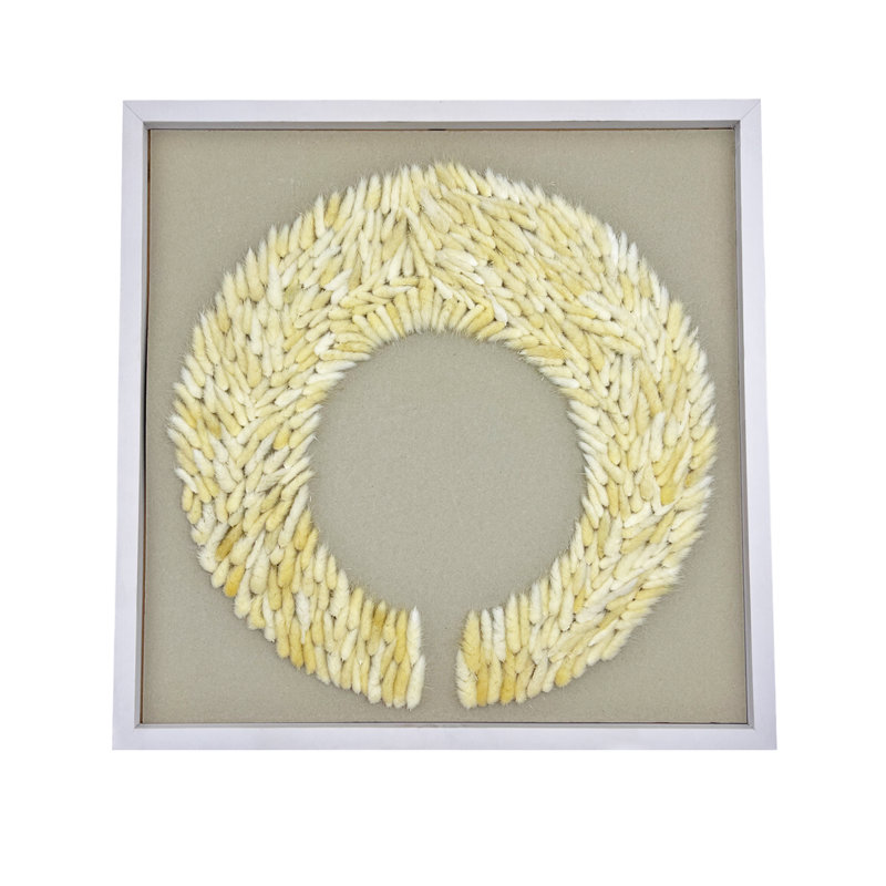 Preserved Bunny Tail Ring Design Wall Art 24" in Beige