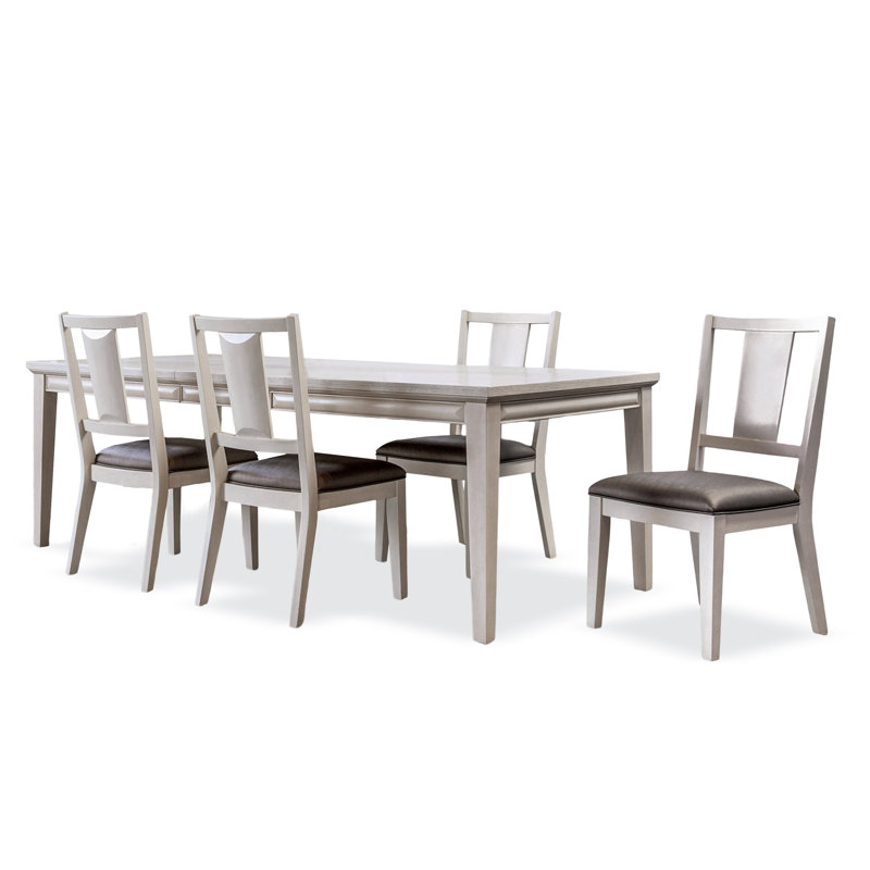 Athlyn Dining Table Set, White, 5 Pieces: Table, 4 Chairs