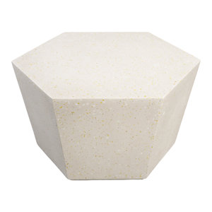 Jamaile 28" Hexagonal Garden Coffee Table, Magnesium Oxide Side Table, Geometric Modern Home Decor