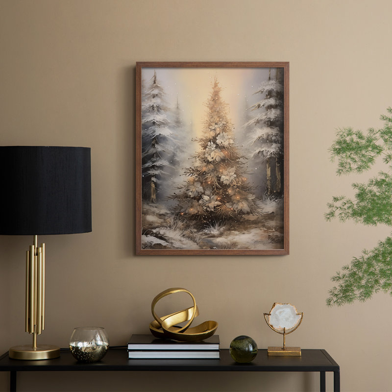 «Christmas Holiday», art encadré Dxxxvi - bois massif, H 21 po x l 17 po, Noyer
