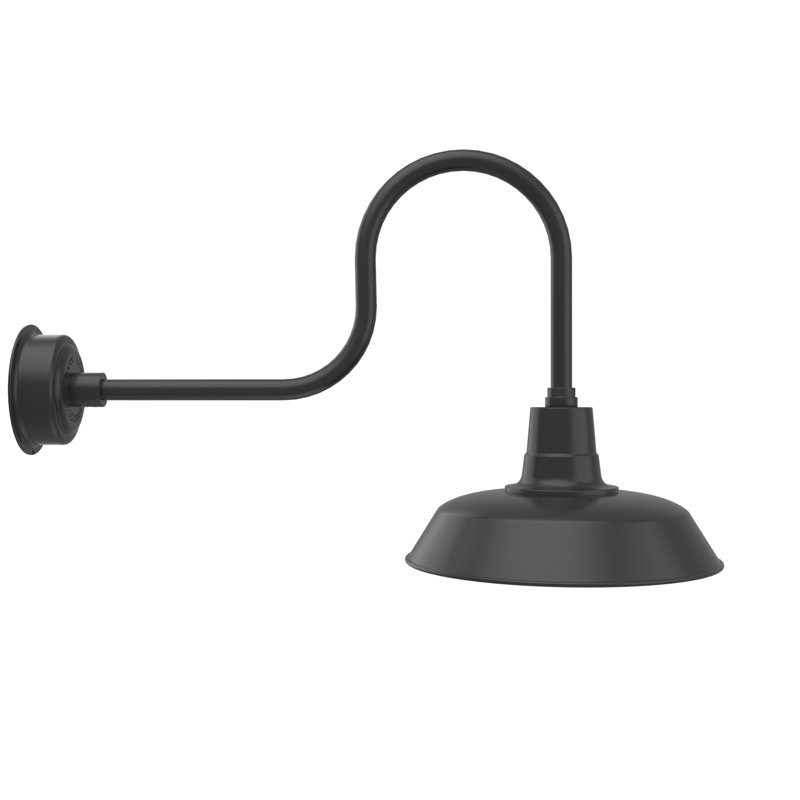 Luminaire de grange d’extérieur à del Haleigh, H 23,13 po x l 16 po x P 39 po, Noir mat