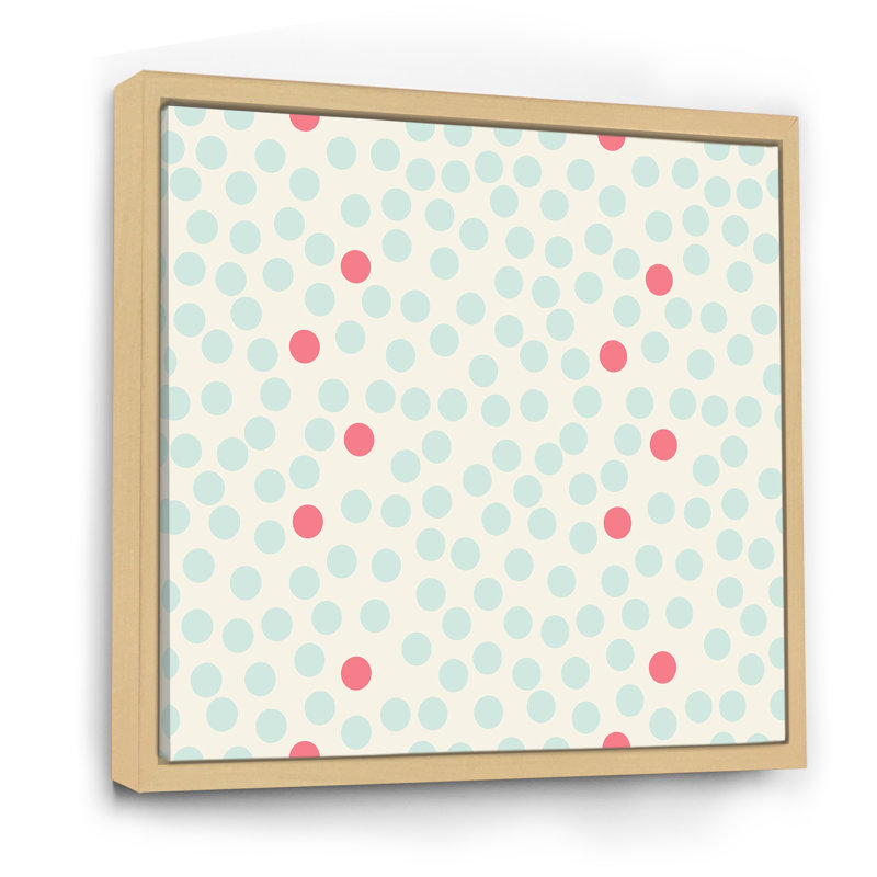 À pois avec rétro sur beige - Impression sur toile, Cadre flottant en érable, H 30 po x l 30 po