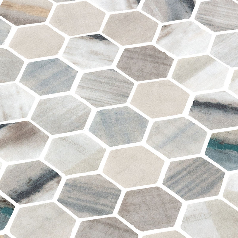 Spectrum Vibrant Hexagon Recycled Glass Mosaic Tile, Lube