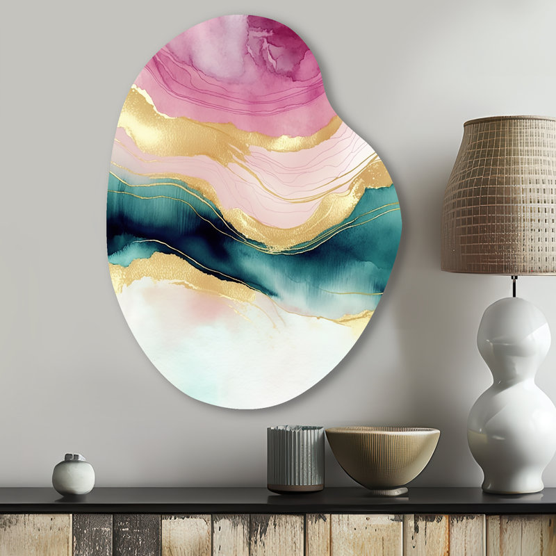 «Abstract Geode Marble Waves», art mural asymétrique en métal en forme de poire, H 30 po x l 22 po