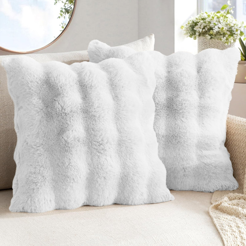 Luxury Supersoft  Faux Fur Cushion, 56x56cm, White