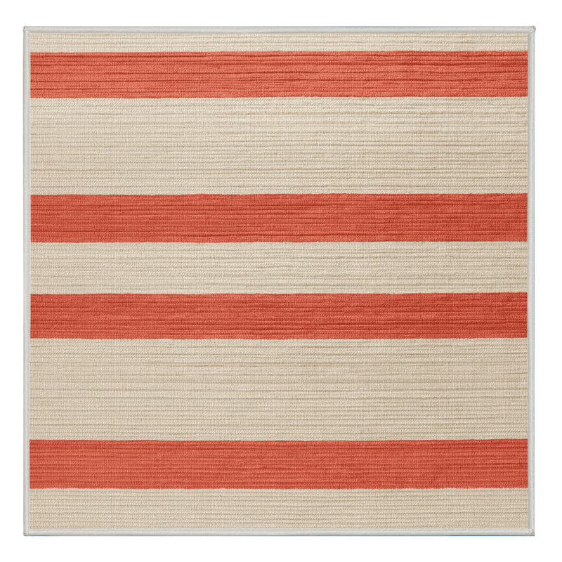 Tapis beige à rayures horizontales lavable à la machine, Carré 4 pi