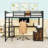 2 Drawers Queen Loft Bed With Desk, Shelves And Guardrails