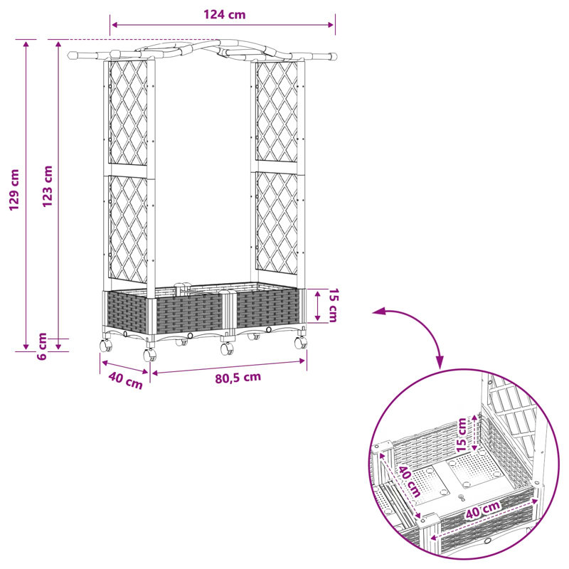 Raised Garden Bed, 129cm H x 124cm W x 40cm D, Blue