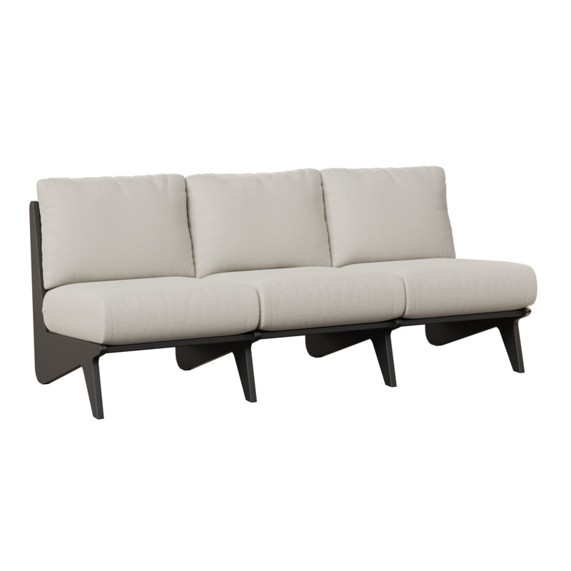 Holland Outdoor 3 - Seat Patio Sofa, Nude Beach Sky, Matte Black