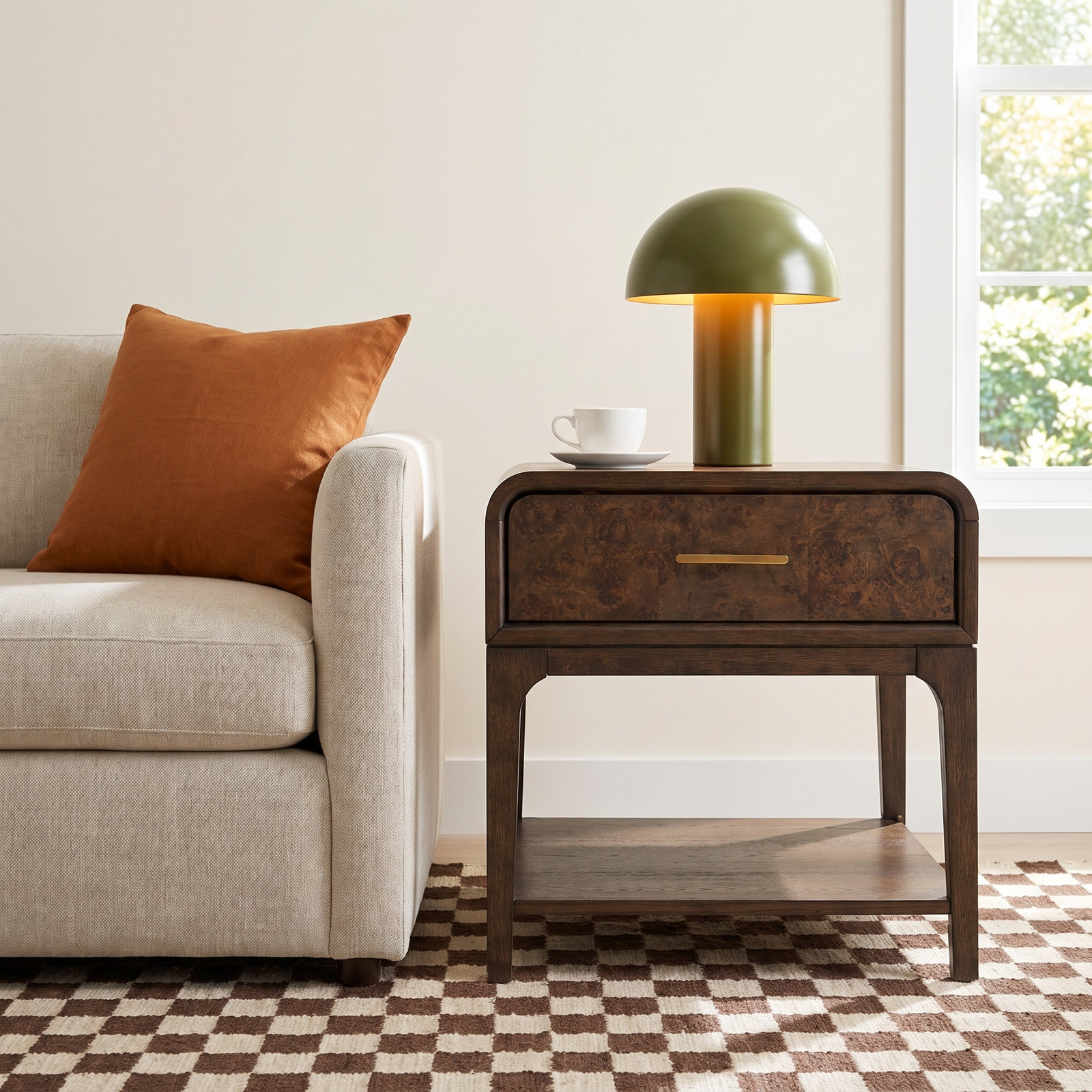Sixto 24" End Table, Coffee Wood