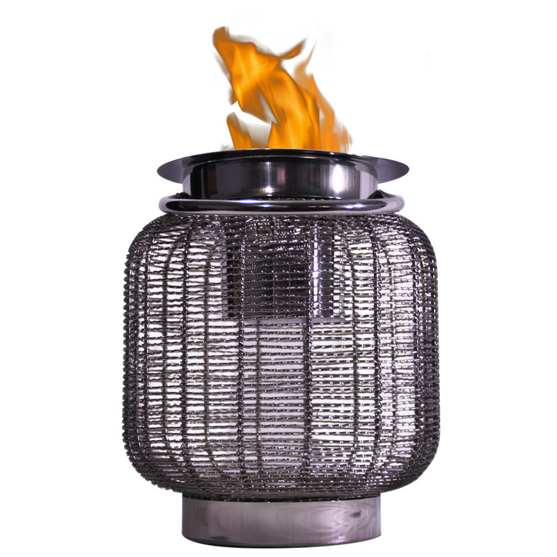 Stainless Steel Chrome Free-standing Gel Fire Pit Lantern