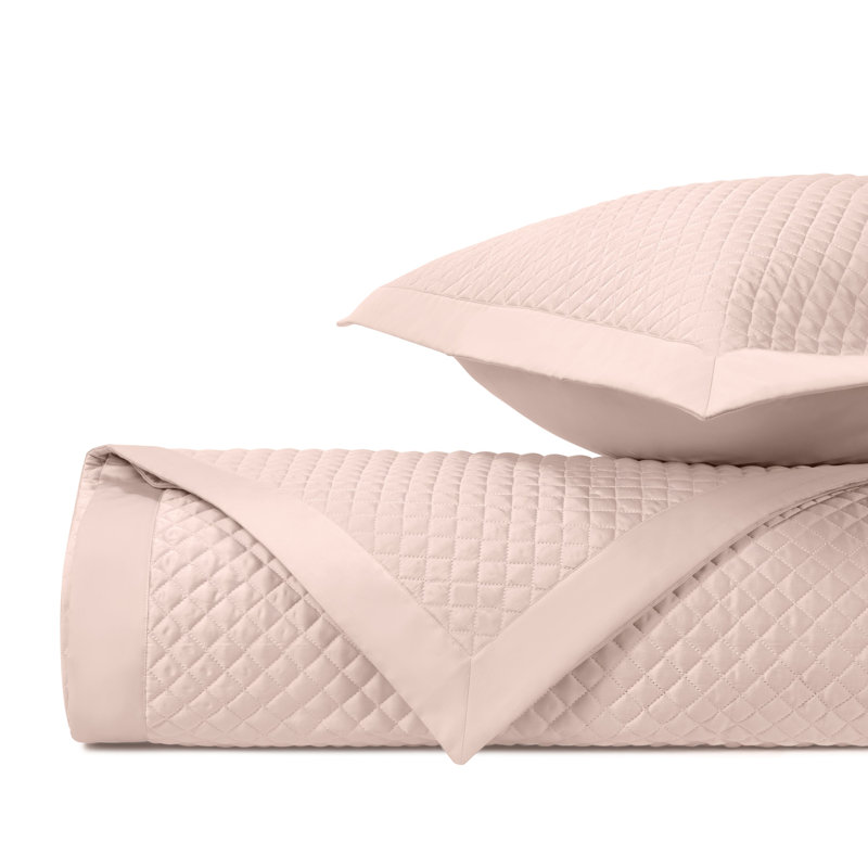 Diamond 100% Cotton Sateen Coverlet Set, King Coverlet/Bedspread + 3 Euro Shams, Light Pink