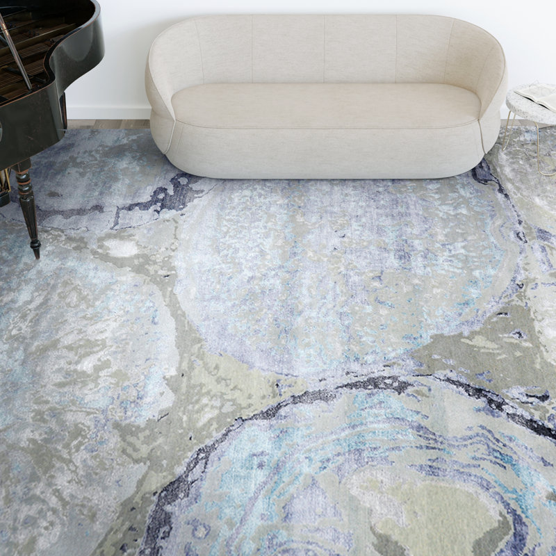 Abstract Area Rug in Gray, Rectangle 6' x 9'