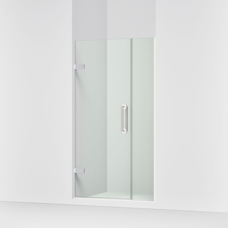 Components 33-5/8-In34-3/8-In W X 71-1/2-In H Frameless Pivot Shower Door With 3/8-In Crystal Clear Glass And Back-To-Back Vertical Door Pulls