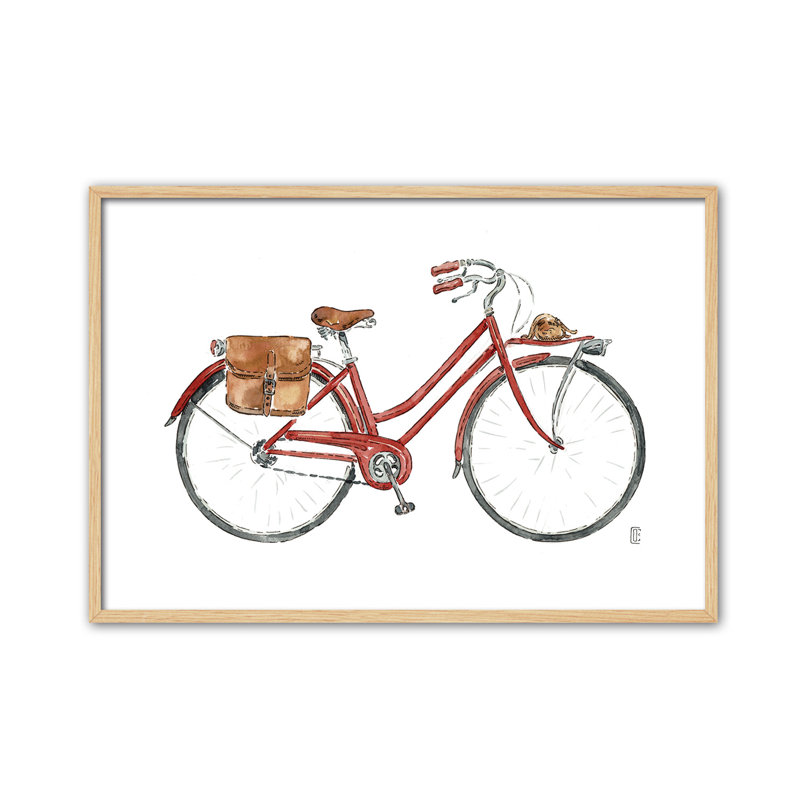 Objects Bici Roja by César Ortiz Echagüe - Single Picture Frame Painting, 60cm H x 90cm W x 3cm D