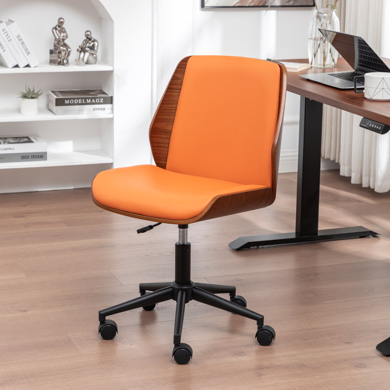 Chaise de bureau rembourrée en similicuir Bryonie, Orange