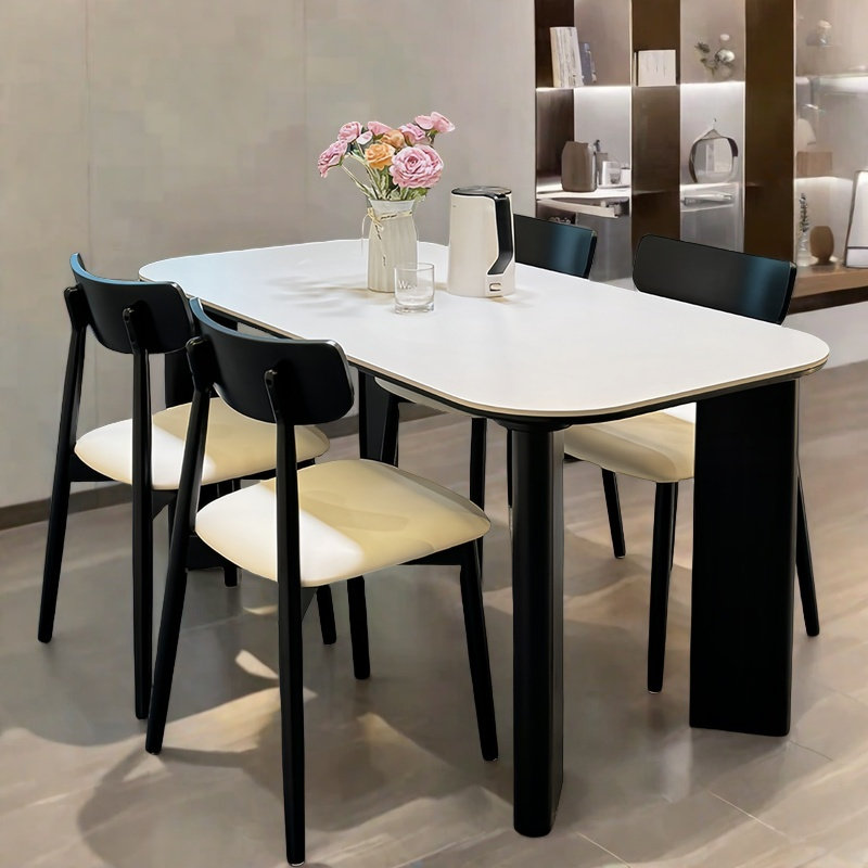 Table et chaise de salle à manger crème à vent silencieux, H 29,5 po x L 55,1 po x l 31,4 po