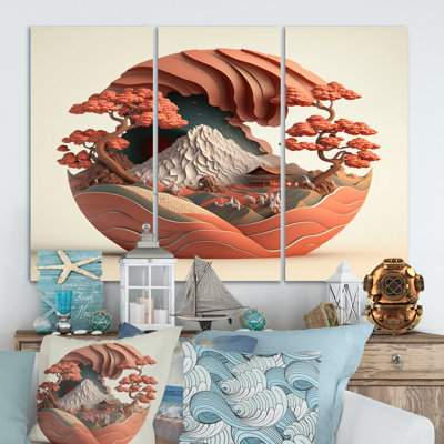 Terra Cotta Bonzai Mountains I " Terra Cotta Bonzai Mountains I " 3 - Pieces