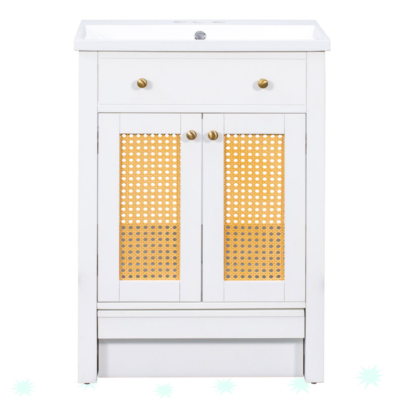 Meuble-lavabo simple autoportant de 18,19 po avec plateau en bois manufacturé Annett