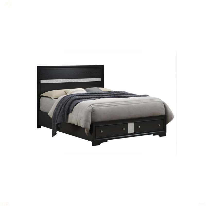 Grand lit Madrid G02350B-QB, noir, Noir, Grand lit