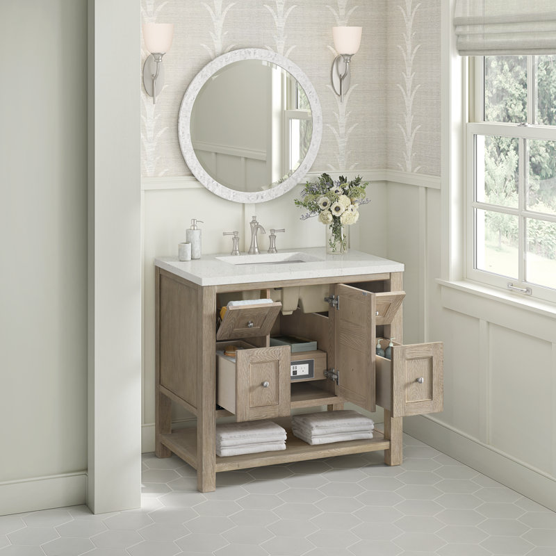 Breckenridge 36'' W Single Vanity, Whitewashed Oak, Lime Delight, 8" Widespread