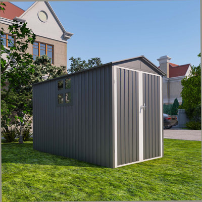 Motorcycle Outdoor Storage Shed With Window ,Without Tracks And Fixtures ,Grey+White