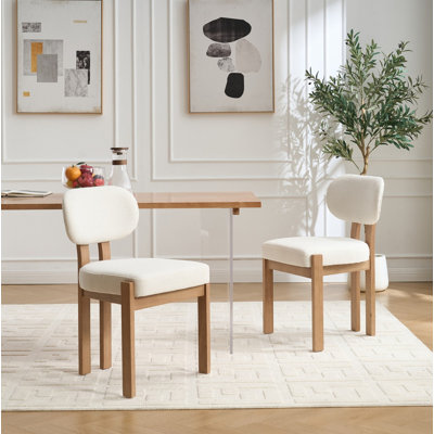 Wooden Dining Chairs Set of 2, Modern Fabric Upholstered Dining Room Chair Kitchen Chairs, Farmhouse Dinner Chair for Kitchen Dining Room by Hokku Designs