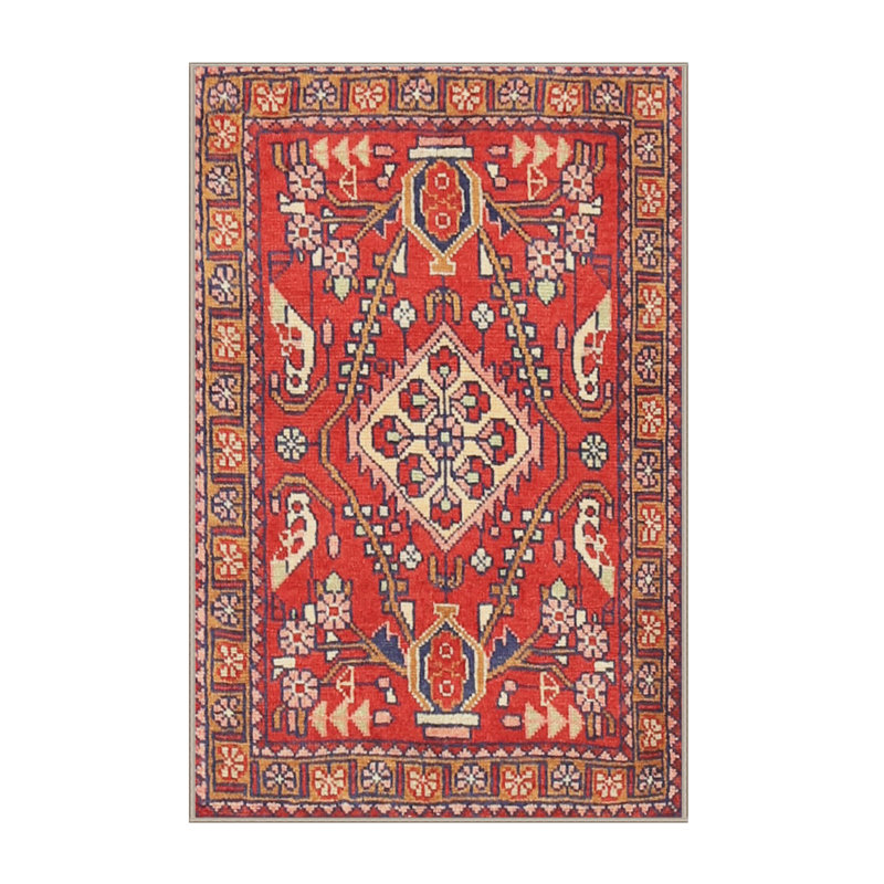 Laine tissée à la machine de style oriental cannava/polyester rouge/beige/bleu Tapis décoratif, Rectangle 5 pi x 7 pi