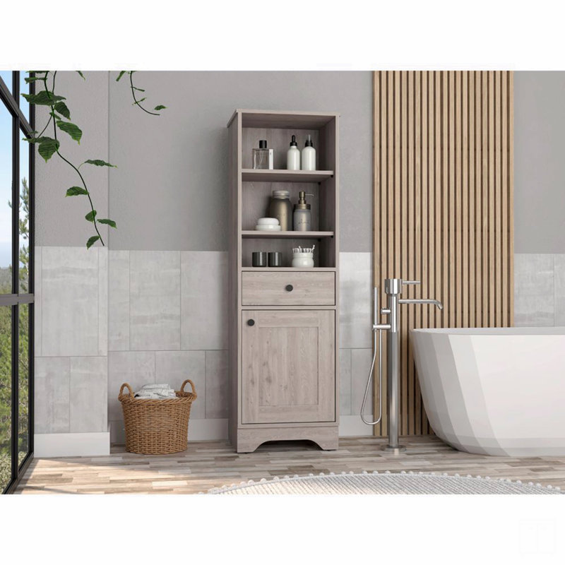 Armoire à linge 1 tiroir et 3 tablettes, Gris