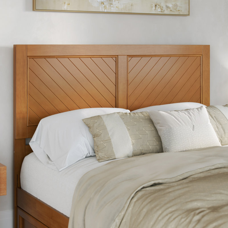 Emmitte Solid Wood Rustic Chevron Headboard, Queen, Light Toffee