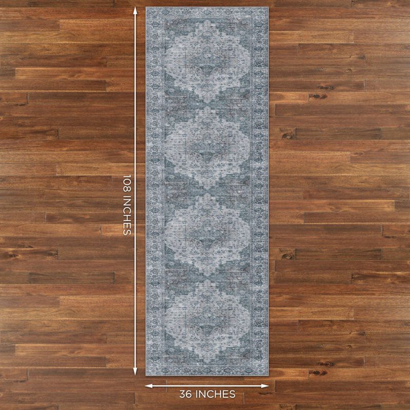 Washable Oriental Indoor Rug, Runner 3' x 9'