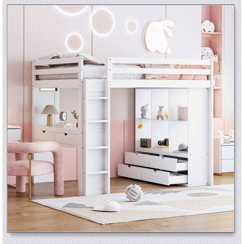 Lit mezzanine avec grand bureau Kathe