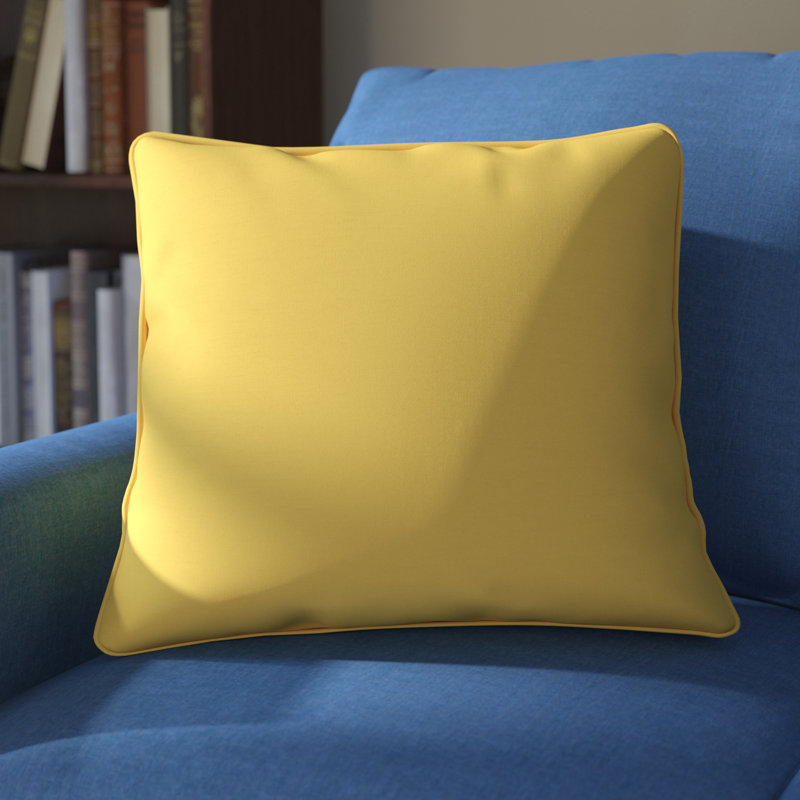 Cotton Blend Reversible Throw Pillow, Yellow