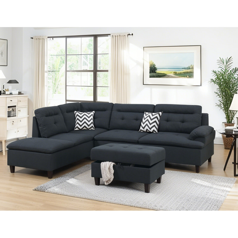 Canapé modulaire en tissu Living, Velours noir