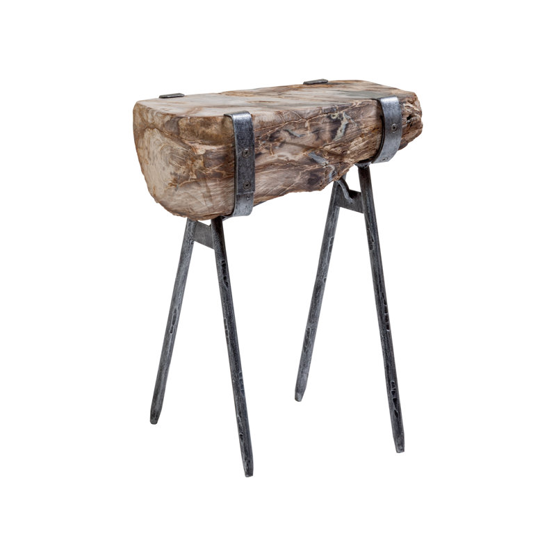 Wyatt Black and Brown Petrified Wood End Table