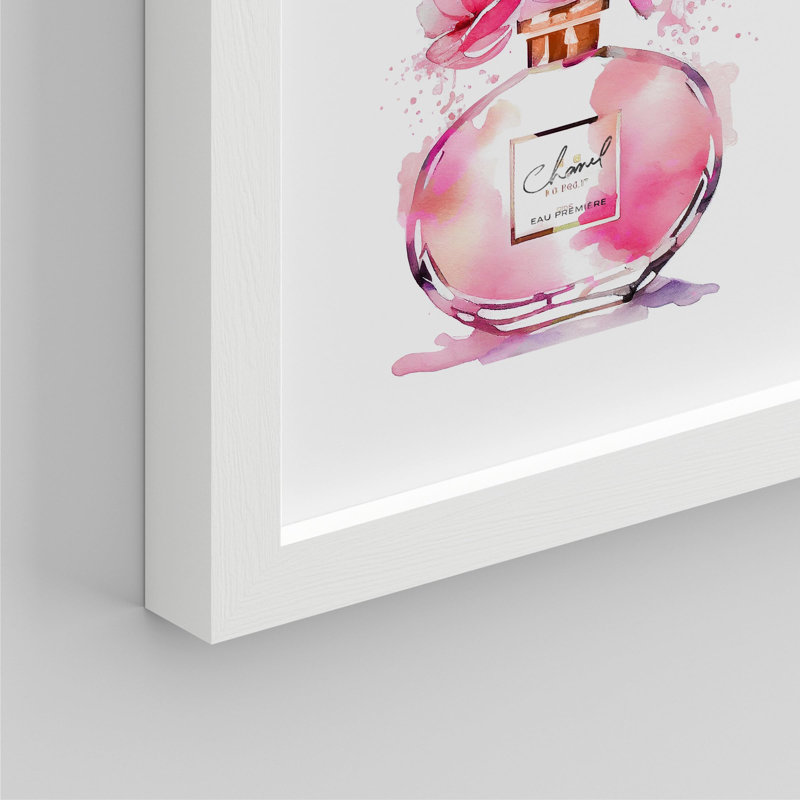 Flacons de parfum français encadrés sur papier, impression de 4 pièces, Blanc, H 10 po x l 8 po