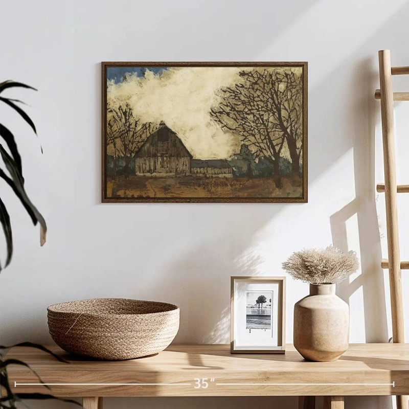 Erst passer la grange I, Cadre flottant en noyer, 19 po x 13 po