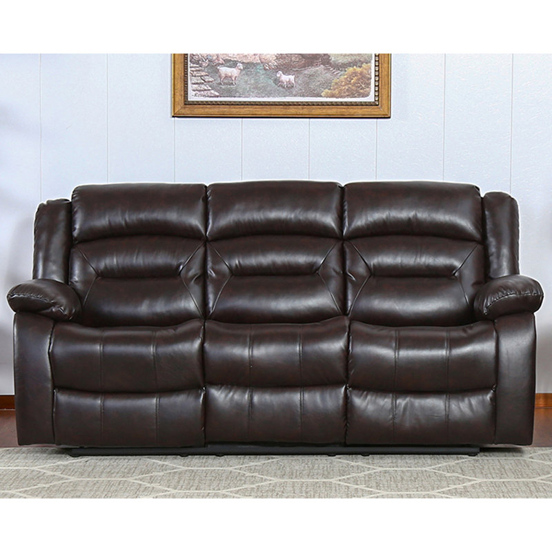 Fauteuil inclinable manuel standard en similicuir de 79,9 po de largeur, Similicuir brun