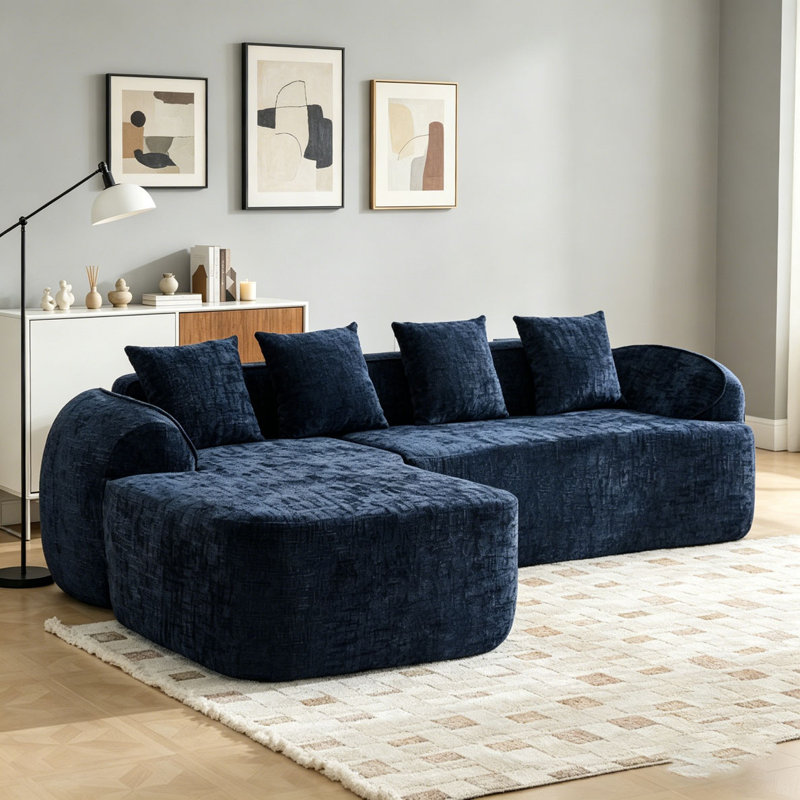 Canapé en L, Bleu très foncé