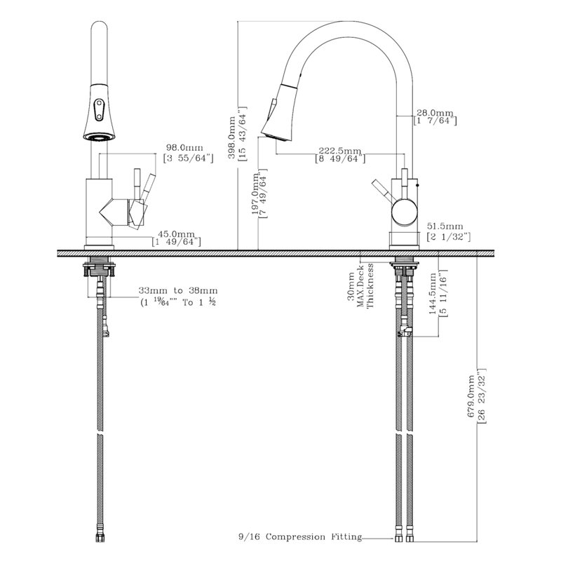 Single Handle Pull Down Sprayer Kitchen Faucet, Matte Black