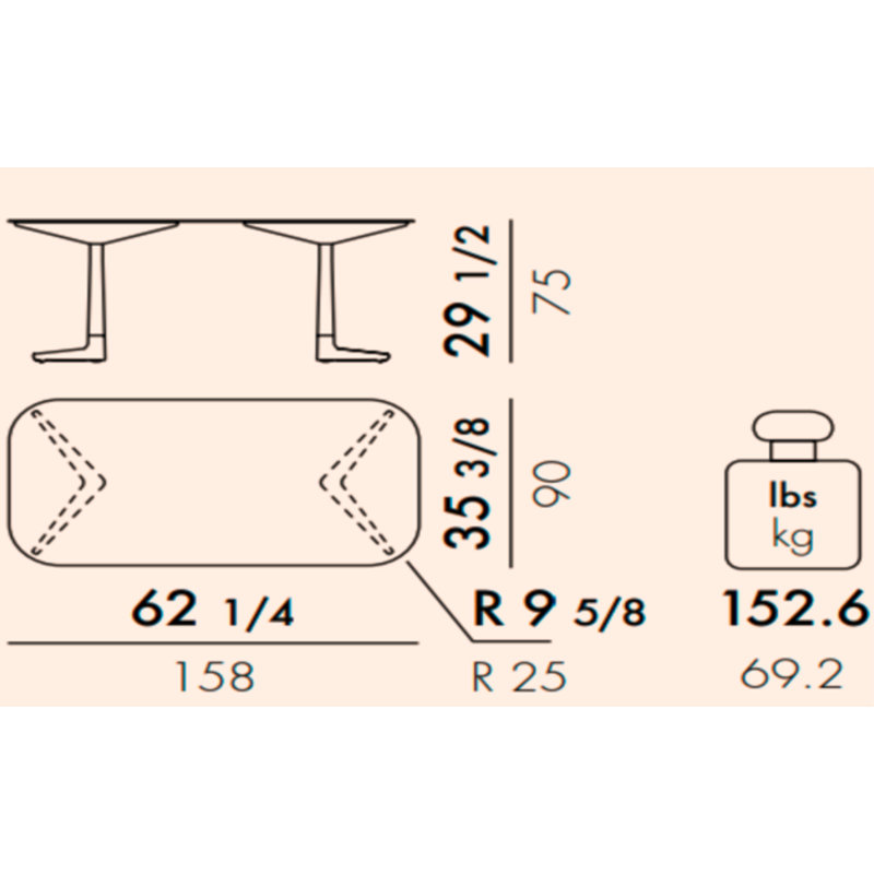 Table d'extérieur Multiplo XL, Marbre noir, 62 po