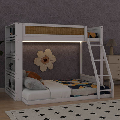 Twin-Over-Full Bunk Bed With Built-In Shelf And Interior LED Lighting