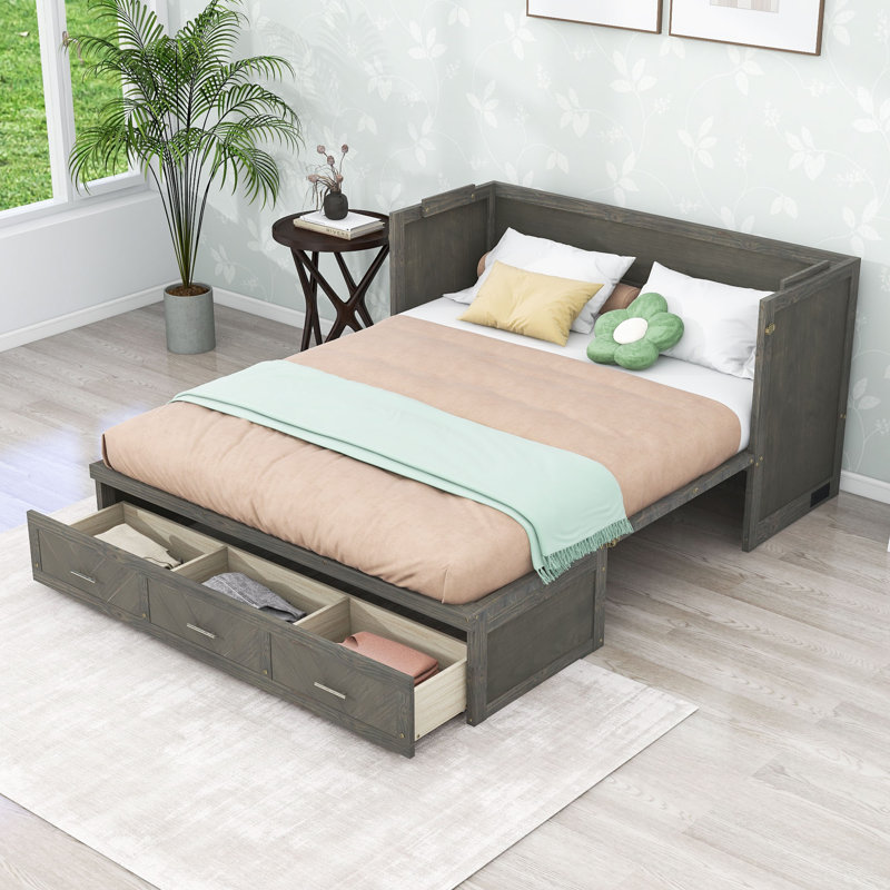 Grand lit escamotable avec puissance et tiroirs intégrés, Grey