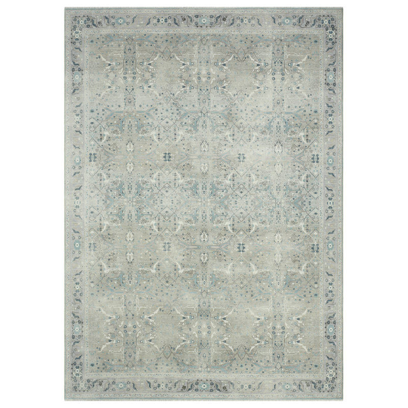 Aldora Slate Mosaic Power-Loomed Cotton Area Rug, Rectangle 2' x 3'