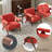 Modern Upholstered Accent Armchair Living Room Chair With Sherpa Arms, Orange Sherpa Fabric, 2 Set-726338614