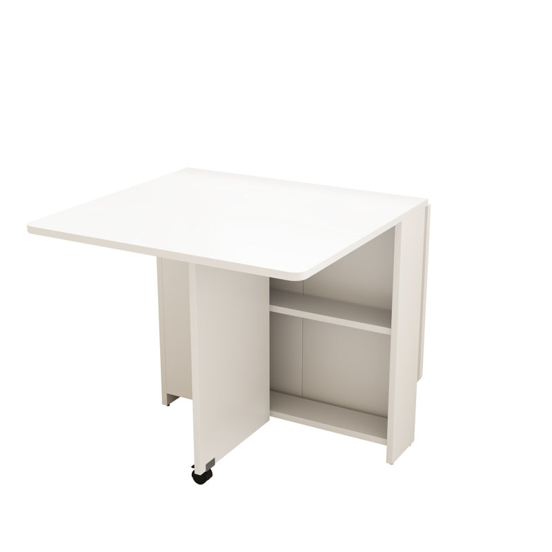 Table de salle à manger et de présentation pliable blanche de 49,78 pouces - pour 5 à 6 personnes, avec roulettes universelles à frein pour un mouvement fluide