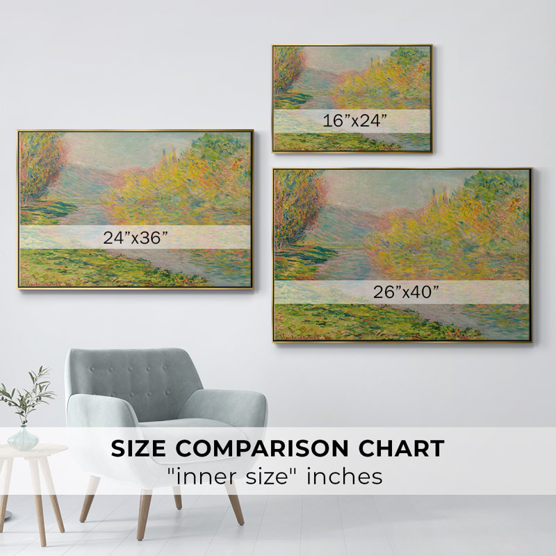 Paysage rétro -XCVII, Toile avec cadre flottant or, H 17 po x l 25 po